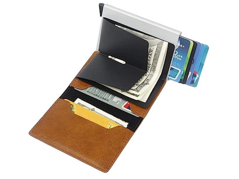 Mens RFID Blocking Credit Card Holder PU Leather Money Cash Wallet Purse Brown Carousel 2