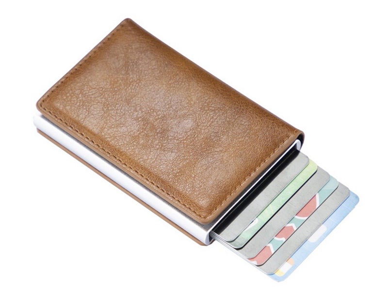 Mens RFID Blocking Credit Card Holder PU Leather Money Cash Wallet Purse Brown Carousel 3