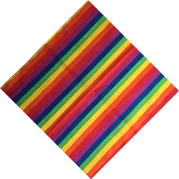 Festival Rainbow Colorful Seven Stripes 55x55CM Unisex Cotton Pocket Squa CHK12N Carousel 1