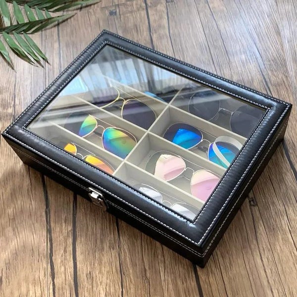 New Leather Glasses Case For Women Men Eyewear Sunglasses Display Storage CHK12N Carousel 2