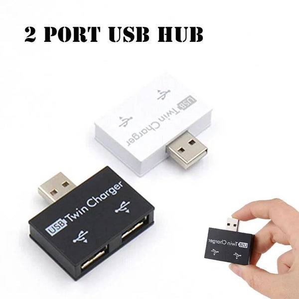 Portable Mini 2 Port USB Hub Charger Interface Splitter Hub Adapter Dual CHK12N Carousel 2