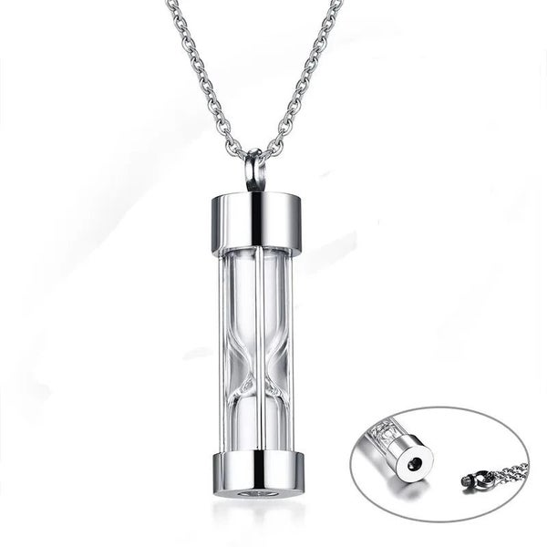 Funnel Openable Glass Vial Necklace Stainless Steel Urn Hourglass Memoria CHK12N Carousel 2