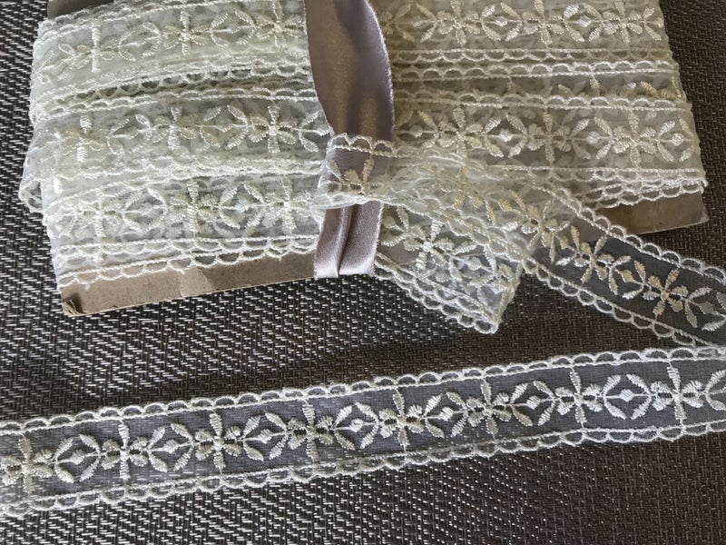 Ivory sheer Tulle Lace 2cm width by the metre Carousel 1