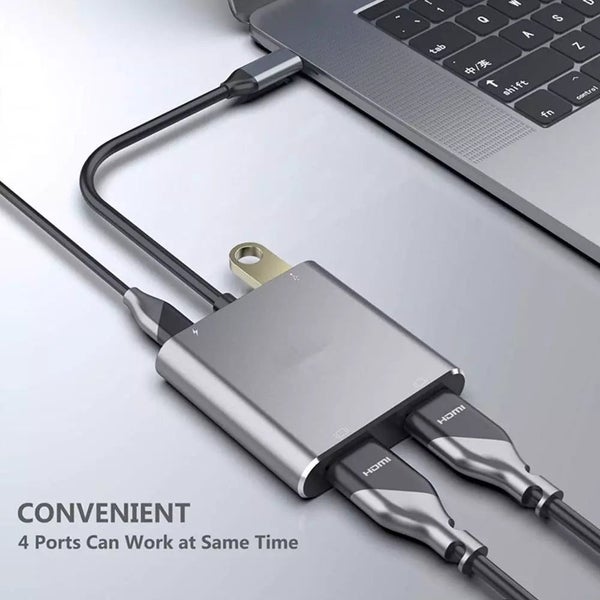 Type C Adapter 4K USB C to Dual HDMI-compatible USB 3.0 PD Charge Port Co CHK12N Carousel 2