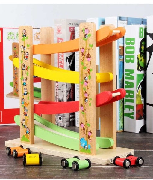 Wooden race track with vehicles Carousel 4