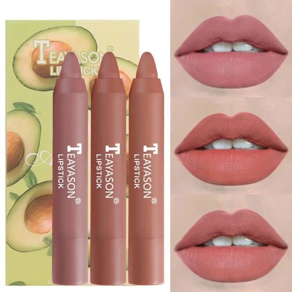 3PCS/Set TEAYASON Lipstick Pencil Velvet Matte Waterproof Long Lasting No CHK12N Carousel 1