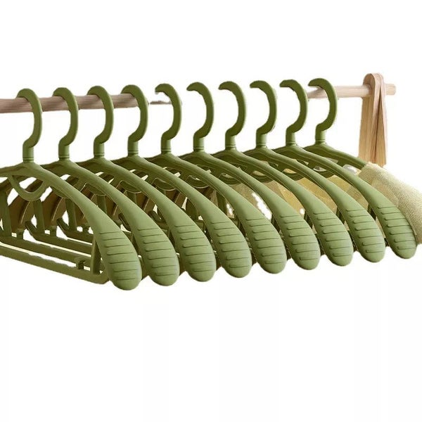 10PCS Retro Wide-Shoulder Non-Slip Hanger Closet Organizer Hangers For Cl CHK12N Carousel 2