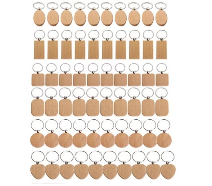 60 Blank Wooden Wooden Keychain Diy Wooden Keychain Key Tag Anti-Lost Woo CHK12N Carousel 1