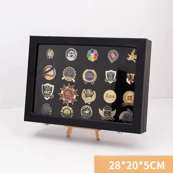 Bar Badge Storage Box Transparent Dust-proof Chest Pin Box Medal Display CHK12N Carousel 1