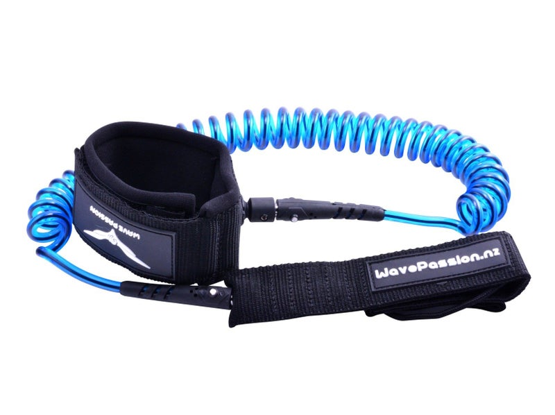 SUP Leash 9ft Coiled Blue Carousel 1