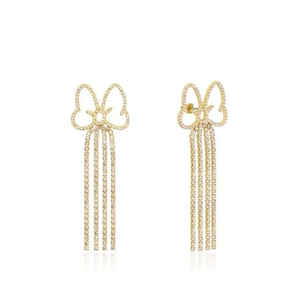 Disney Couture Kingdom - D100 - Minnie Mouse Crystal Bow Drop Earrings Yellow Go Carousel 1