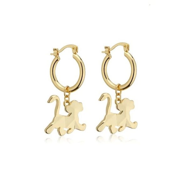 Disney Couture Kingdom - D100 - Simba Charm Hoop Earrings Yellow Gold Carousel 1
