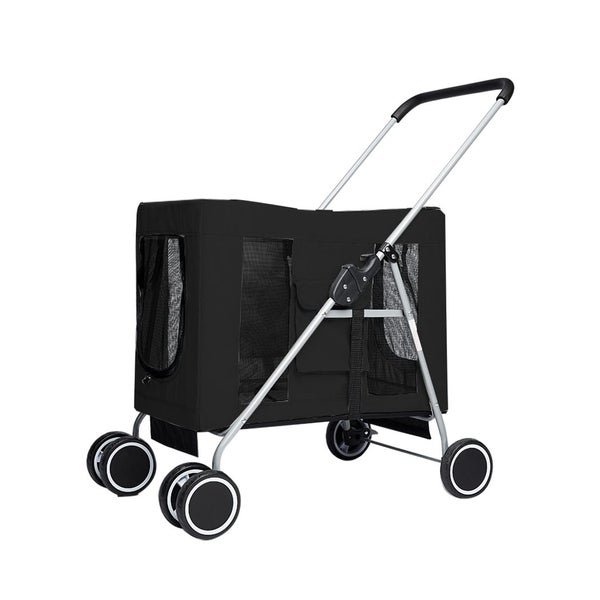 Pawz Pet Stroller Dog Cat Cage Carrier Travel Pushchair Foldable Pram Black Carousel 1