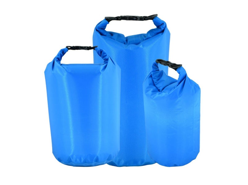 3 Pack Light Weight Dry bags 5L 10L 15L Blue Carousel 1