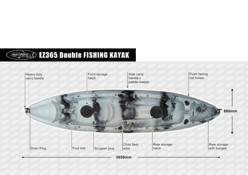 EZ365 Double Kayak White-Black Carousel 3