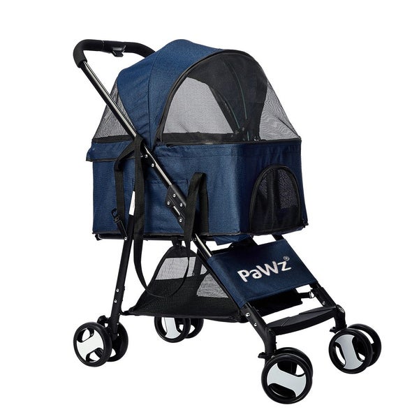 Pawz Large Pet Stroller Dog Cat Carrier Travel Pushchair Foldable Pram 4 Wheels Carousel 1