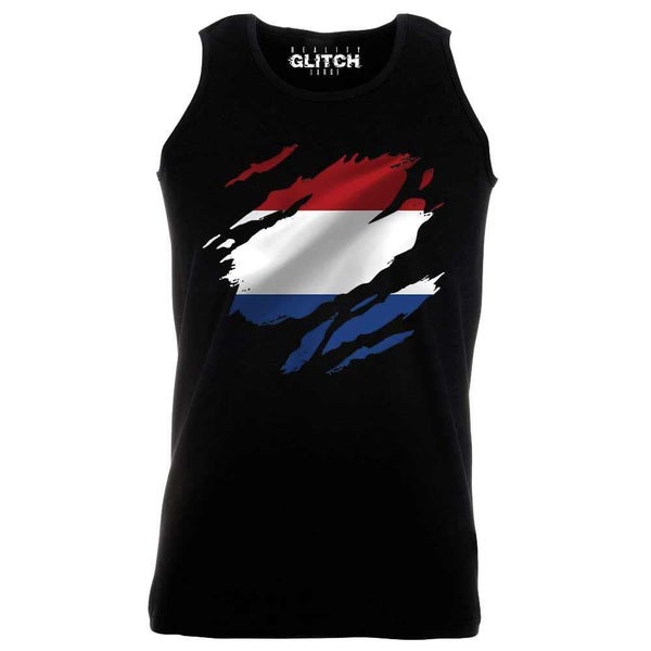 Reality Glitch Torn Netherlands Flag Mens Vest Carousel 2