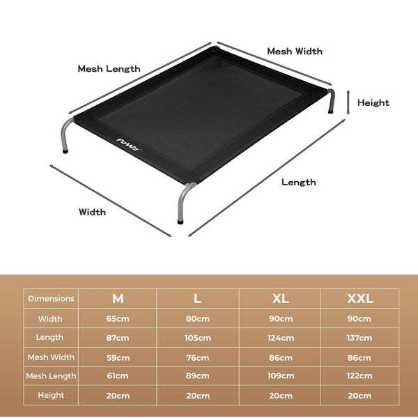 Pawz Elevated Trampoline Pet Bed Dog Puppy Raised Heavy Duty Medium Black Carousel 9