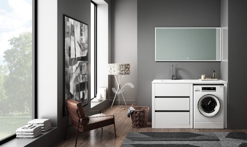 LAUNDRY TUB-PLYWOOD CABINET & MARBLE BENCH in 1500mm Carousel 1