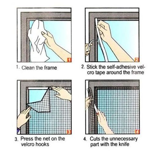 PTN BLACK 1.5x2m mosquito Net Flyscreen Bug Mesh Insect Screen Self-adhesive Carousel 2
