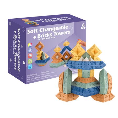 30 Pieces Soft Silicone Pyramid Stacking Building Blocks Toys for 3+Years Carousel 6