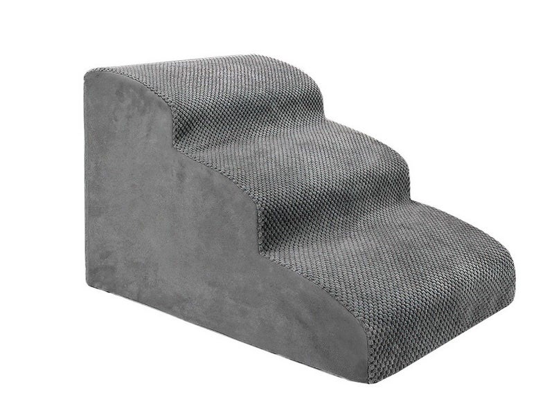 3 Steps Foam Dog Stair Ramps Non-Slip Pet Steps Ladder for Older Cats Dogs Grey Carousel 2