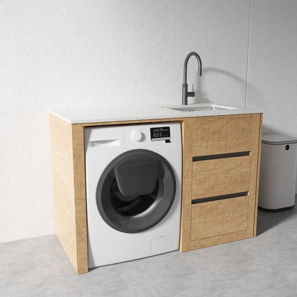 1300MM Laundry Tub Light Oak Laundry unit, Left or Right Sink. Plywood Cabinet Carousel 2