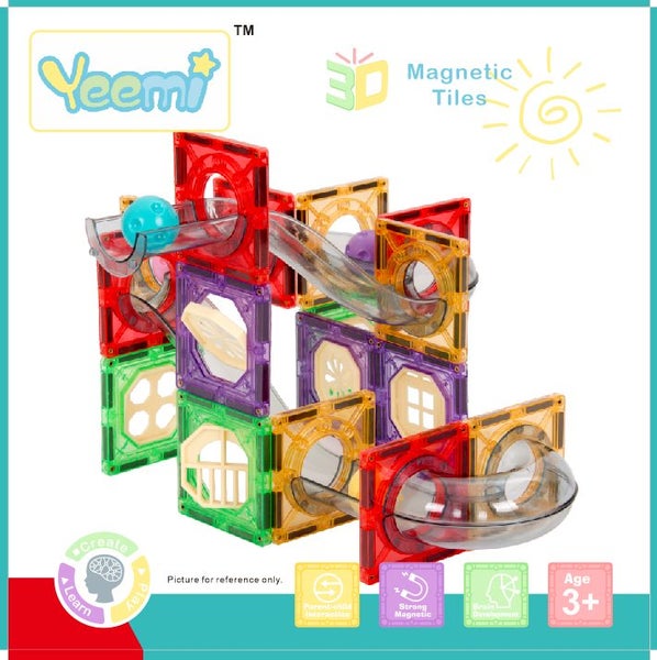 Magnetic Tile Marble Run 80pcs - Reinforced by Rivets Carousel 4