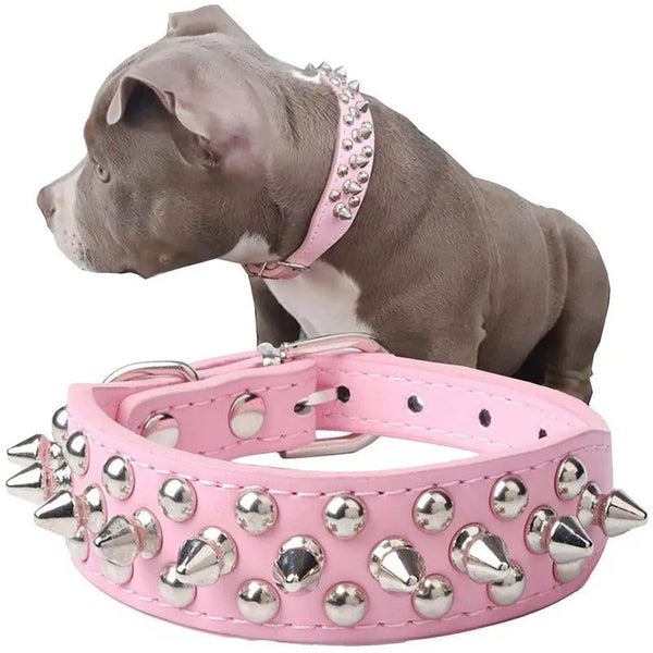 Anti-Bite Spiked Studded Pet Dog Collar PU Leather for Dogs Sport Padded CHK12N Carousel 2