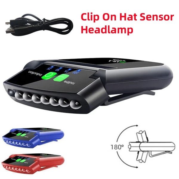 LED Sensor Headlamp Super Bright Hat Clip Cap Light Fishing Headlight USB CHK12N Carousel 2