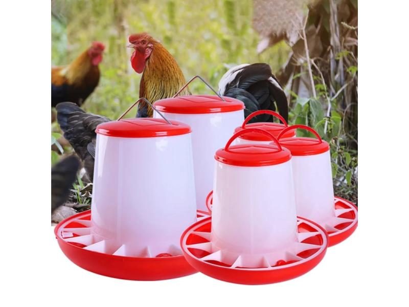 1.5/3/6KG Chicken Drinker Plastic Feeder Bucket Rooster Hen Drinking Kettle Carousel 2