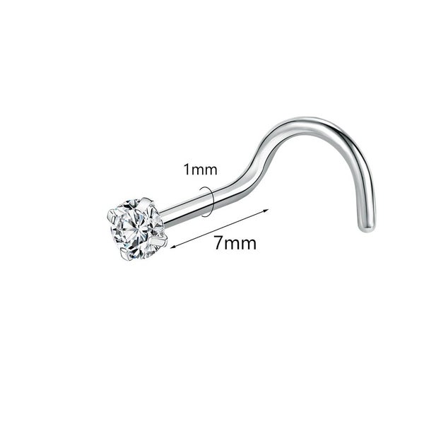 ZS 18/20G 925 Sliver Nostril Piercings Gold Plated Nose Studs Shiny Zirco CHK12N Carousel 1