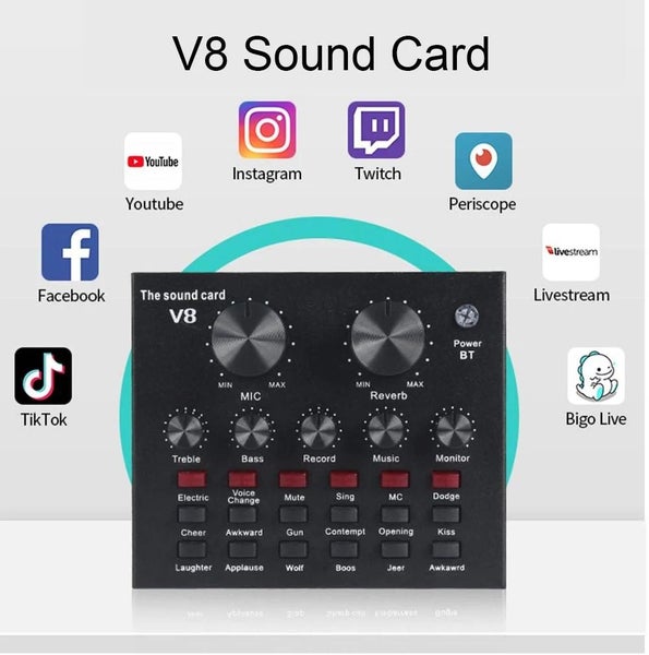 V8 V8S Audio Mixer USB External Headset Microphone Webcast Personal Live CHK12N Carousel 2