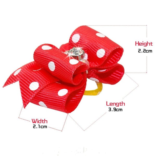 Dog Hair Bows With Rubber Bands Crystal Rhinestone For Long Hair Small Dog Cat Carousel 2