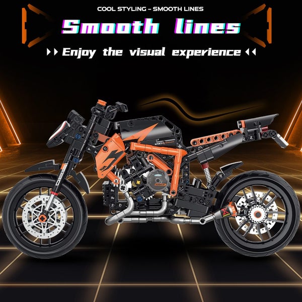High-tech Classic Motorcycle Building Model Blocks Motor City Racer Carousel 6