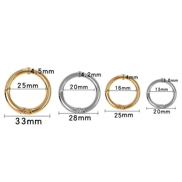 10Pcs/lot Metal O Ring Spring Clasps Openable Round Carabiner Carousel 7