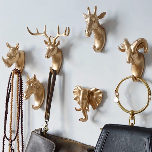 Wall Mounted Hooks Animal Head Rack Coat Caps Wall Hanger Horse Giraffe E CHK12N Carousel 2