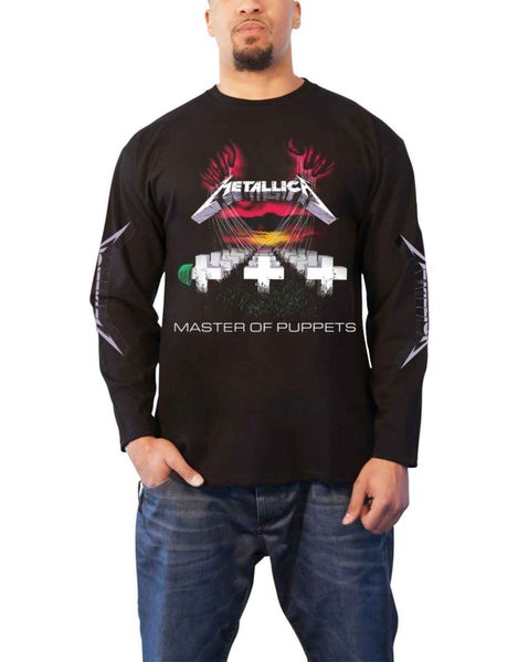Metallica T Shirt Master of Puppets Band Logo Official Mens Long Sleeve Carousel 1