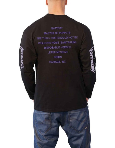 Metallica T Shirt Master of Puppets Band Logo Official Mens Long Sleeve Carousel 2
