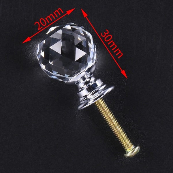 NAIERDI 20mm/30mm/40mm Round Diamond Crystal Glass Knobs Cupboard Pulls C CHK12N Carousel 1