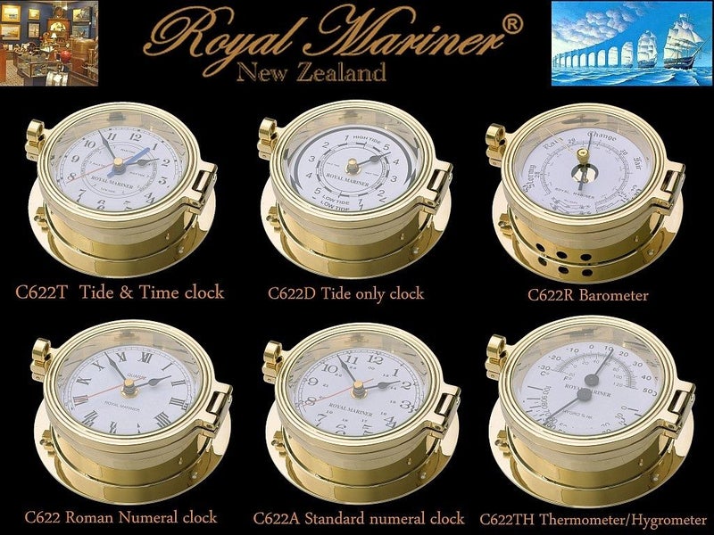 Royal Mariner® Barometer and Clock LARGE SOLID cast brass Carousel 7