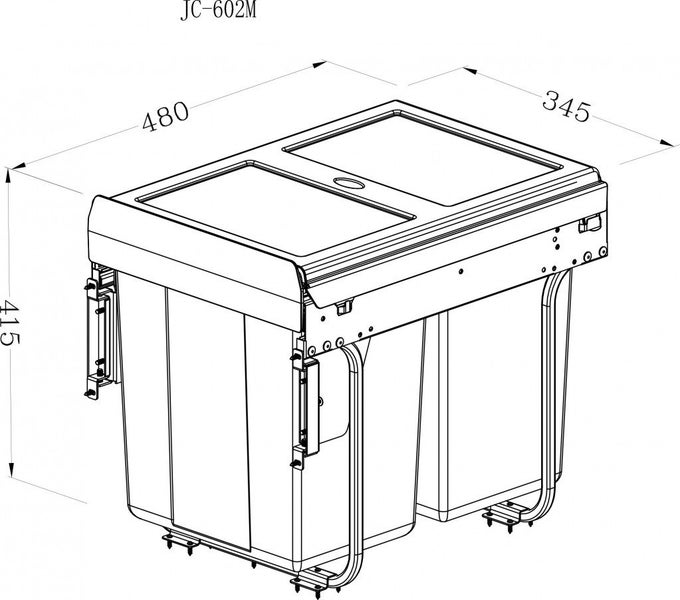 400mm wide Rubbish Bin Unit with 1 Drawer and DTC Drawer Runner - Melamine White Carousel 2