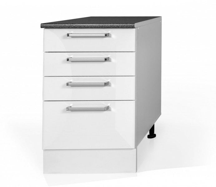 MELAMINE WHITE- 600mm wide 4 drawers Base Cabinet Carousel 1