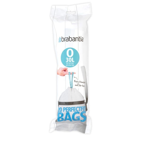 Brabantia PerfectFit Bags Code O (30L) Pack of 20 White Carousel 1