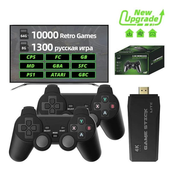 DATA FROG Retro Video Game Console 2.4G Wireless Console Game Stick 4k 10 CHK12N Carousel 2