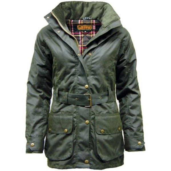 Game Technical Apparel Cantrell Padded Antique Ladies Waxed Jacket Olive Carousel 1