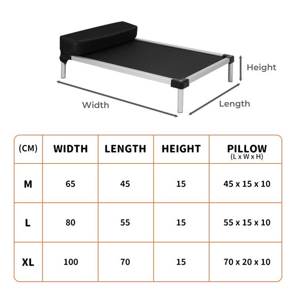 Pawz Pet Trampoline Aluminium Frame Dog Bed Elevated Raised Heavy Pillow Large Carousel 10