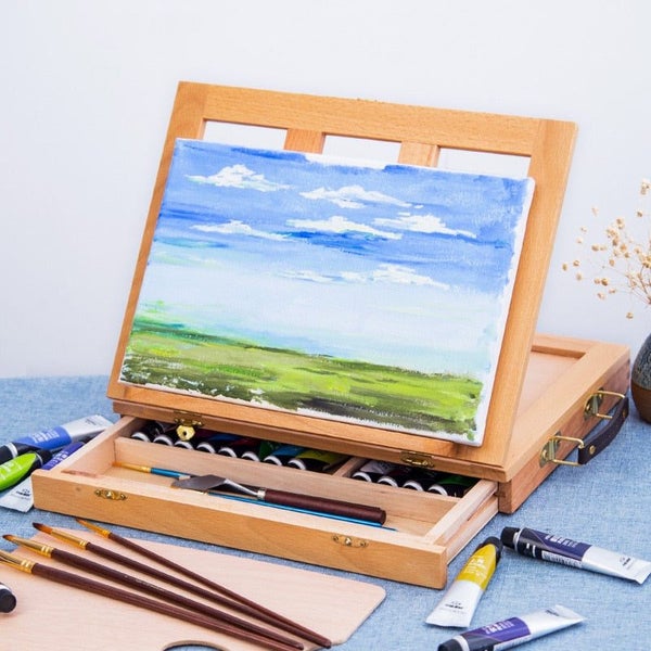 Wooden Table Easels for Painting Artist Kids Sketch Drawer Box Portable D CHK12N629585628720661112