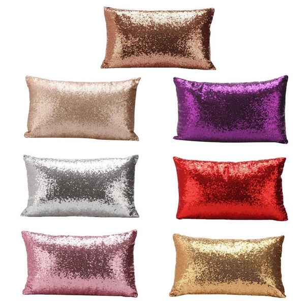 Solid Glitter Cushion Cover Sequin Bling Throw Pillow Case 30 x 50cm Cafe CHK12N Carousel 2