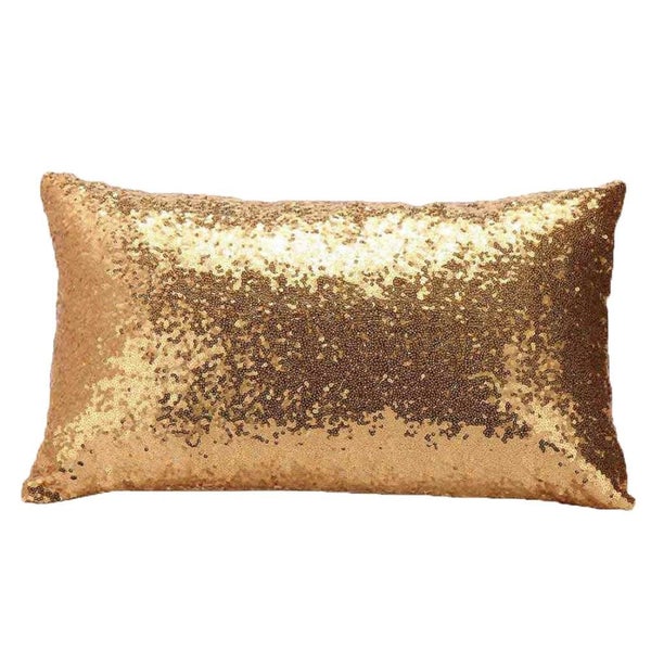 Solid Glitter Cushion Cover Sequin Bling Throw Pillow Case 30 x 50cm Cafe CHK12N Carousel 1